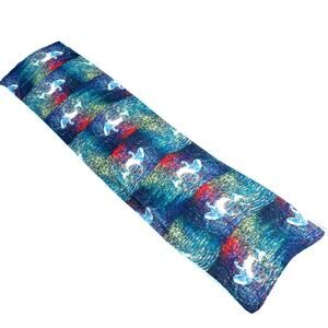 Sheer silky watercolors scarf blue green yellow white swans Modernist rectangle